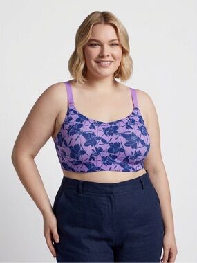 Knix Evolution Reversible Wireless Bra Purple Floral/Blue Size 8